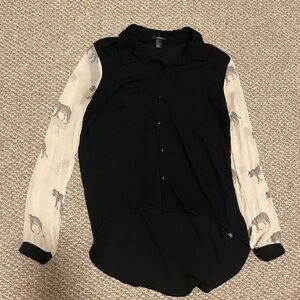Forever 21 sheer button down long sleeved blouse